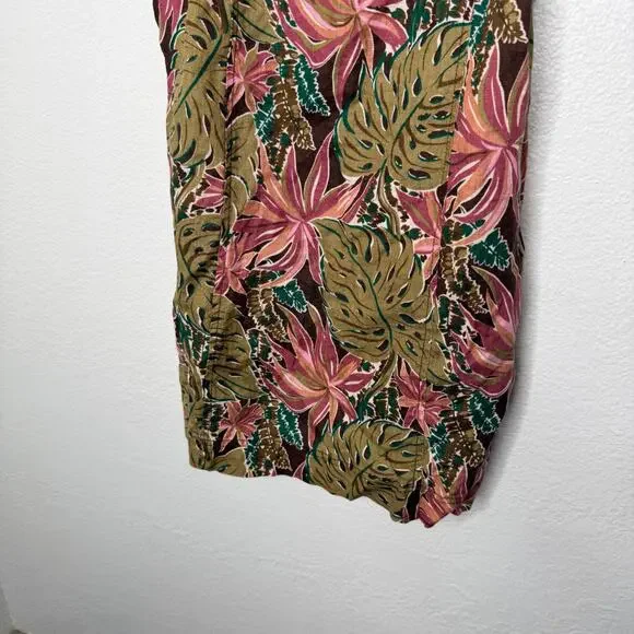 Madewell Womens Dress Size 4 Linen Goldie Mini Dress Floral Print Dark Coffee Madewell Womens Dress Size 4 Linen Goldie Mini Dress Floral Print Dark Coffee